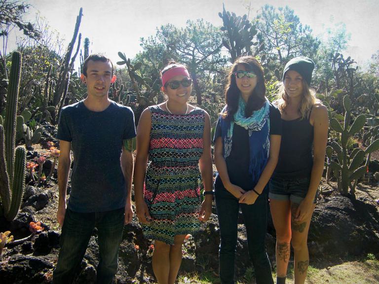 Four Poppy Project team members in a Mexican botanical garden